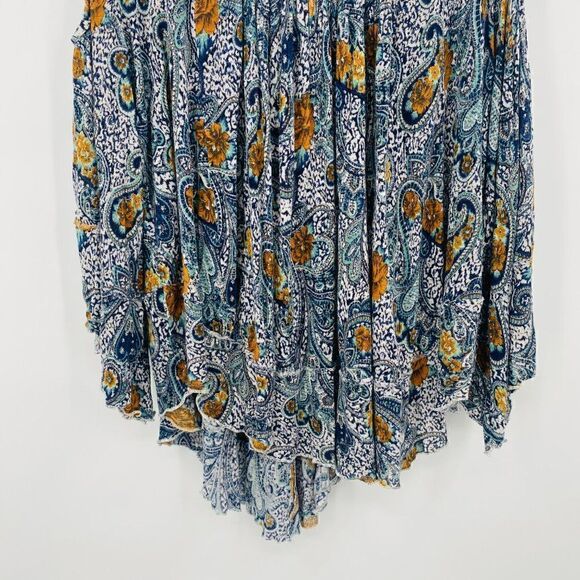 Free People Size XS Blue Paisley Print Hummingbird Chloe Cold Shoulder Top - Picture 5 of 13